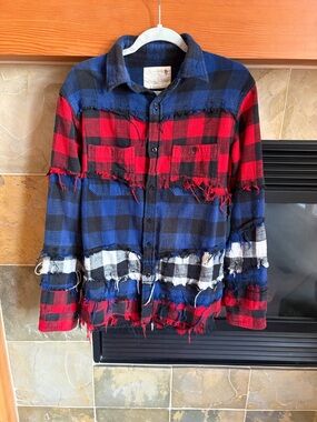 R13 flannel shredded shirt